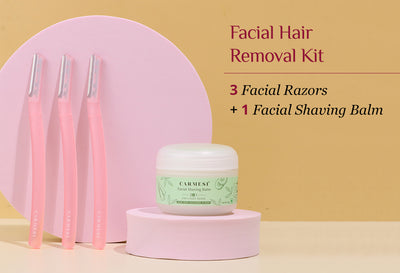 Carmesi Facial Shaving Kit - 3 Reusable Face Razors & 1 Pre + Post-Shave Facial Shaving Balm