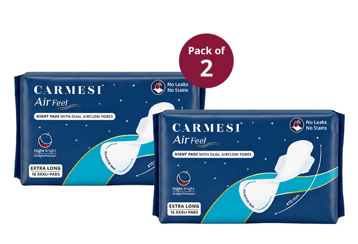 Carmesi Air Feel Night Pads - XXXL+, Combo of 2 Packs (32 Pads)