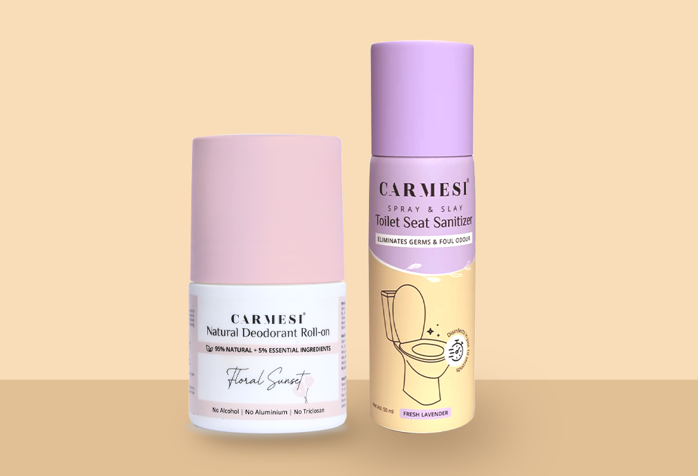 Carmesi Natural Deodorant Roll-on (Floral Sunset) + Carmesi Toilet Seat Sanitizer