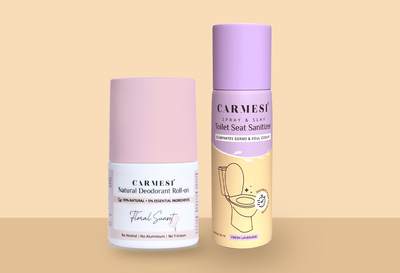 Carmesi Natural Deodorant Roll-on (Floral Sunset) + Carmesi Toilet Seat Sanitizer