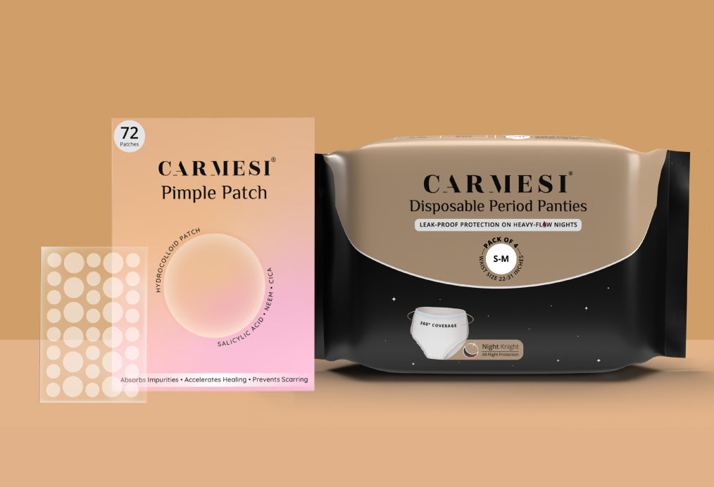 Carmesi Disposable Period Panties (Pack of 4) and Carmesi Pimple Patch	S-M