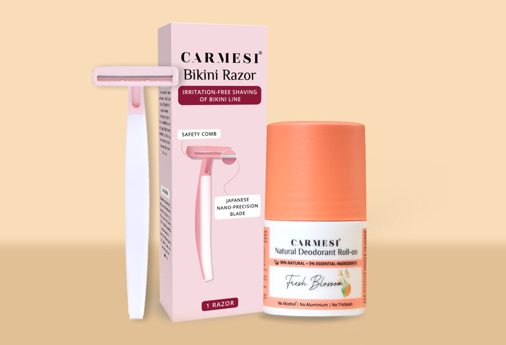 Carmesi Natural Deodorant Roll-on (Fresh Blossom) + Carmesi Bikini Razor