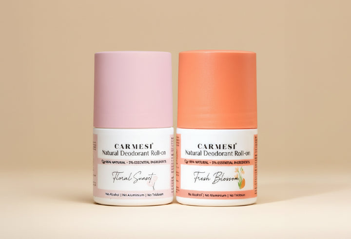 Carmesi Natural Underarm Roll On Deodorant Combo For Women - Floral Sunset &amp; Fresh Blossom (2 x 50 ml)