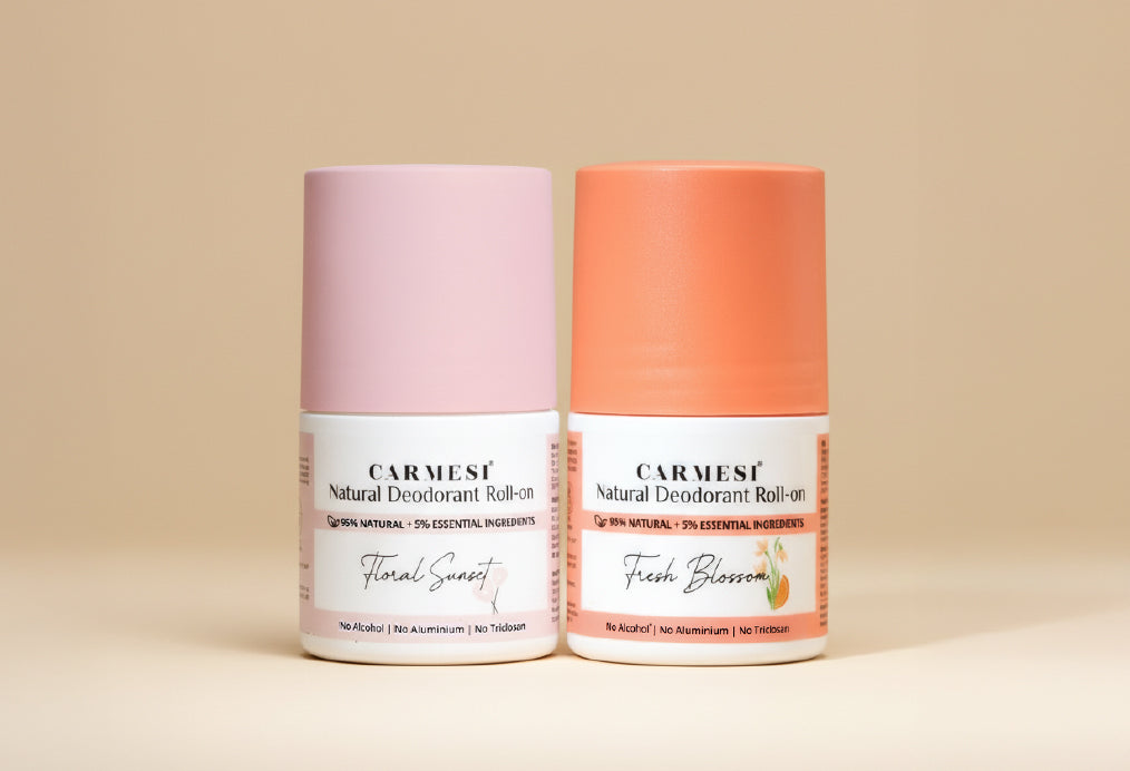 Carmesi Natural Underarm Roll On Deodorant Combo For Women - Floral Sunset & Fresh Blossom (2 x 50 ml)