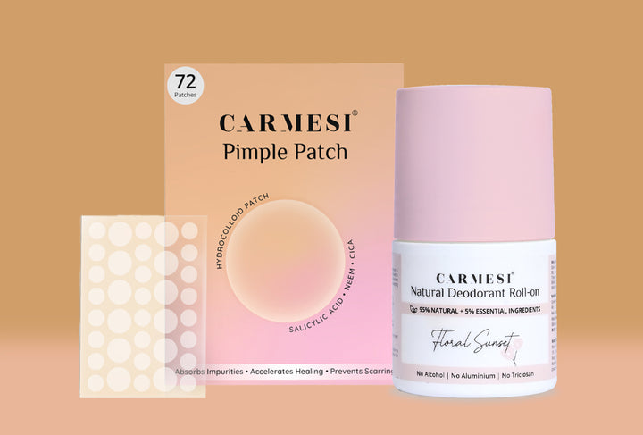 Carmesi Natural Deodorant Roll-on (Floral Sunset) + Carmesi Pimple Patches
