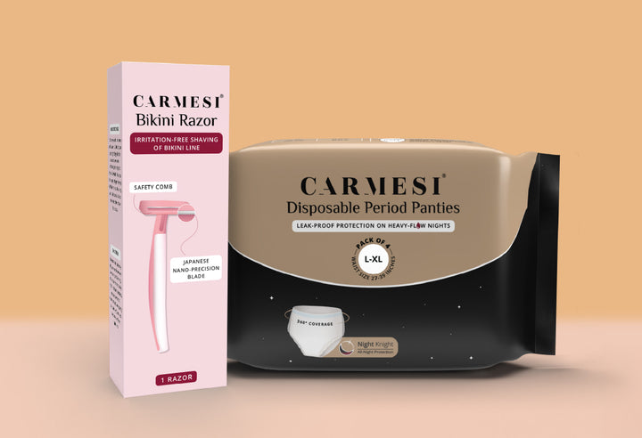Carmesi Disposable Period Panties (Pack of 4) and Carmesi Bikini Razor L-XL