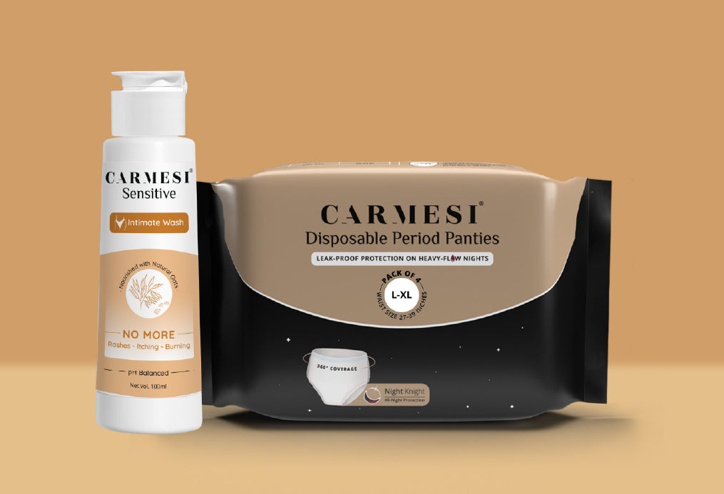 Carmesi Disposable Period Panties (Pack of 4) and Carmesi Intimate Wash L-XL