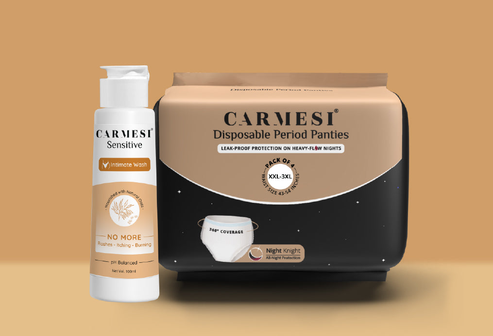 Carmesi Disposable Period Panties (Pack of 10) and Carmesi Intimate Wash XXL-3XL