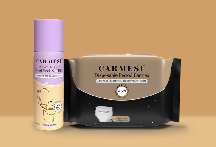 Carmesi Disposable Period Panties (Pack of 4) and Carmesi Toilet Seat Sanitizer XL-XXL