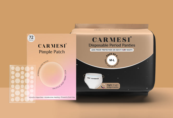 Carmesi Disposable Period Panties (Pack of 10) and Carmesi Pimple Patch M-L