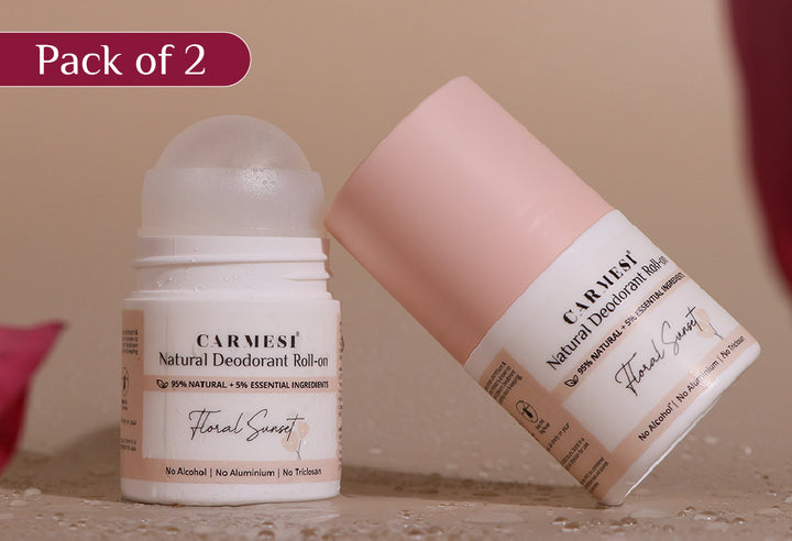 Carmesi Natural Underarm Roll On Deodorant Combo For Women - Floral Sunset (2 x 50 ml)