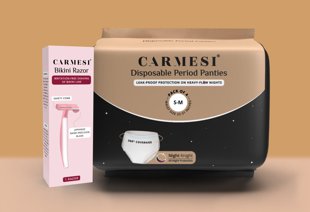 Carmesi Disposable Period Panties (Pack of 10) and Carmesi Bikini Razor	S-M