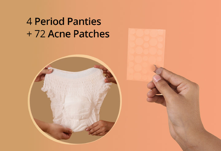 Carmesi Disposable Period Panties (Pack of 4) and Carmesi Pimple Patch	M-L