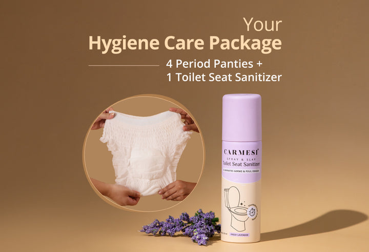 Carmesi Disposable Period Panties (Pack of 10) and Carmesi Toilet Seat Sanitizer S-M