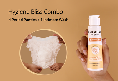 Carmesi Disposable Period Panties (Pack of 4) and Carmesi Intimate Wash M-L