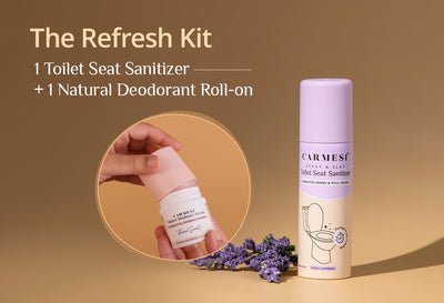 Carmesi Natural Deodorant Roll-on (Floral Sunset) + Carmesi Toilet Seat Sanitizer