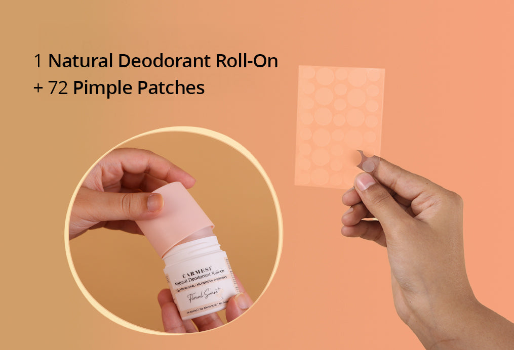 Carmesi Natural Deodorant Roll-on (Floral Sunset) + Carmesi Pimple Patches