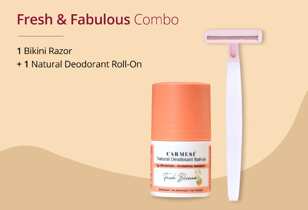 Carmesi Natural Deodorant Roll-on (Fresh Blossom) + Carmesi Bikini Razor