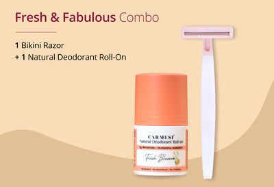 Carmesi Natural Deodorant Roll-on (Fresh Blossom) + Carmesi Bikini Razor