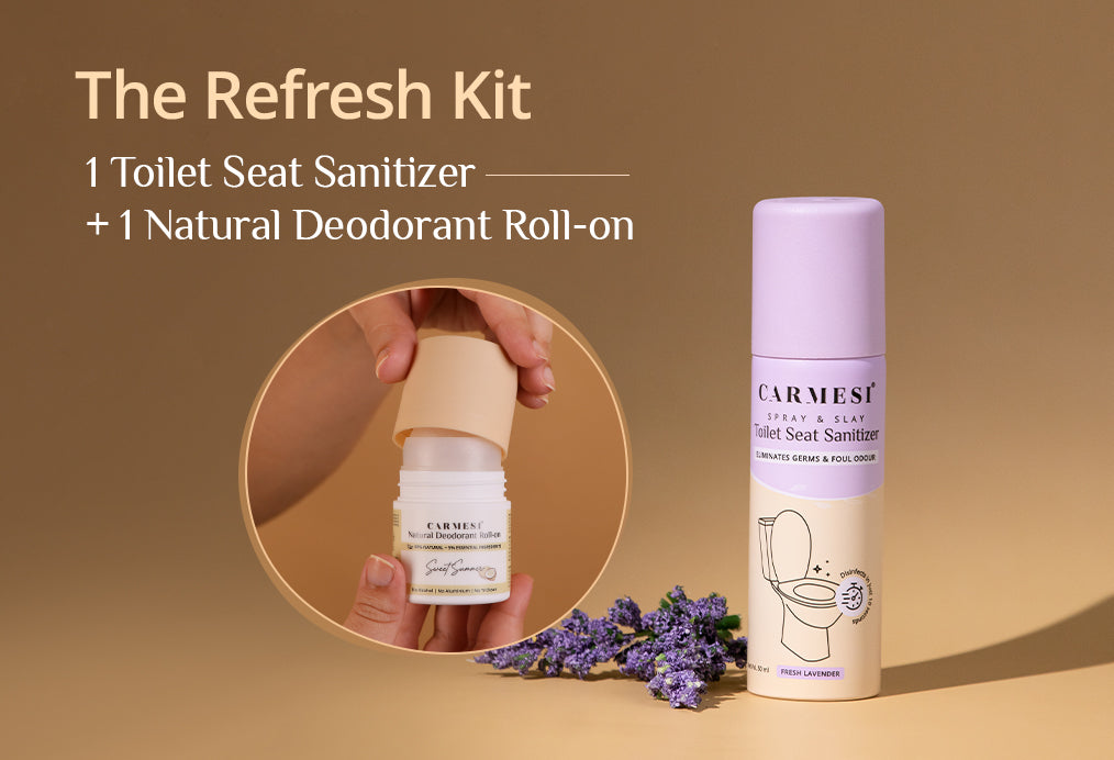 Carmesi Natural Deodorant Roll-on (Sweet Summer) + Carmesi Toilet Seat Sanitizer