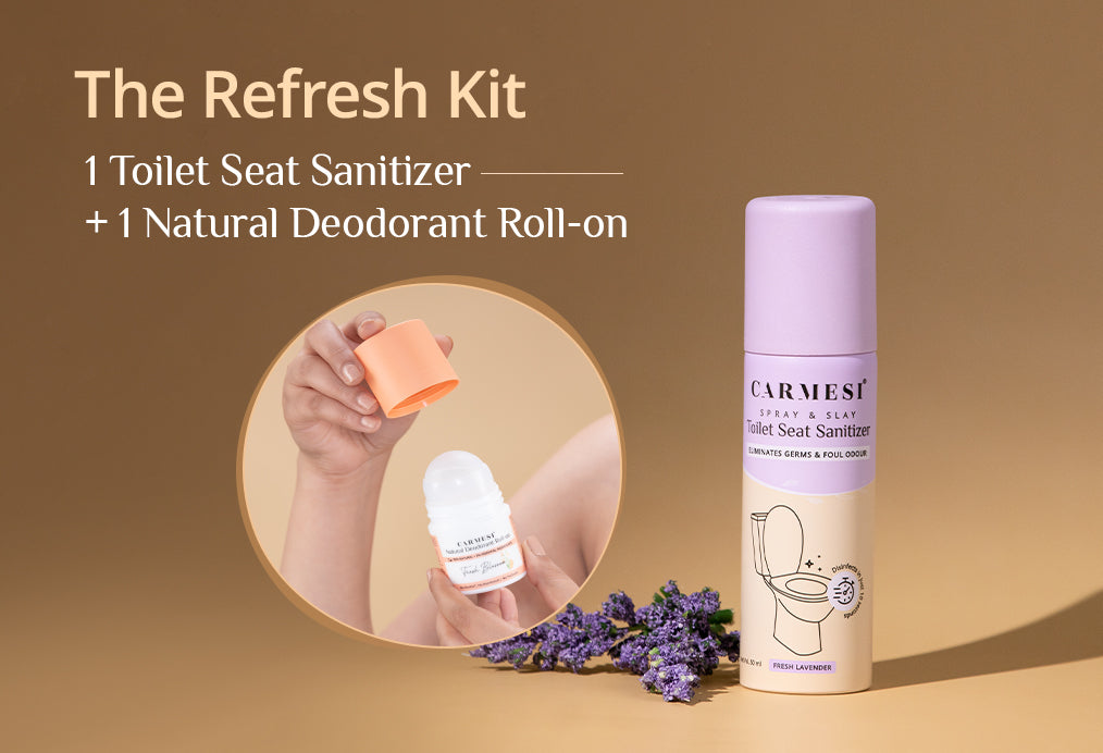 Carmesi Natural Deodorant Roll-on (Fresh Blossom) + Carmesi Toilet Seat Sanitizer