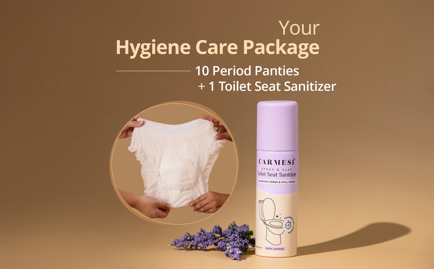 Carmesi Disposable Period Panties (Pack of 10) and Carmesi Toilet Seat Sanitizer XXL-3XL