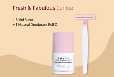 Carmesi Natural Deodorant Roll-on (Floral Sunset) + Carmesi Bikini Razor