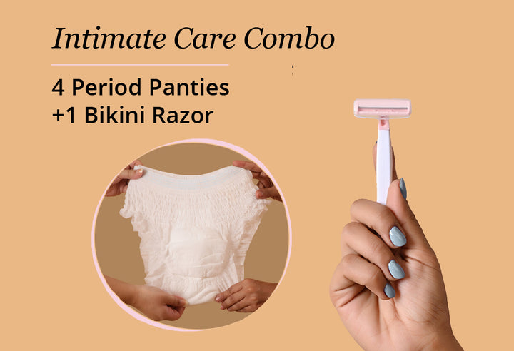 Carmesi Disposable Period Panties (Pack of 4) and Carmesi Bikini Razor M-L