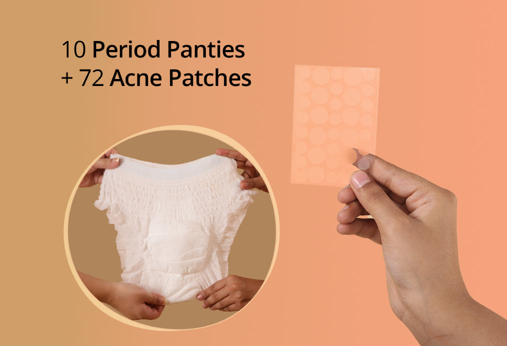 Carmesi Disposable Period Panties (Pack of 10) and Carmesi Pimple Patch L-XL