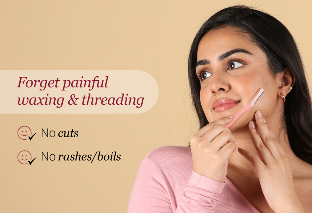 Carmesi Women's Facial Hair Removal Combo: 1 Facial Razor, 1 Eyebrow Razor & 1 Facial Shaving Balm