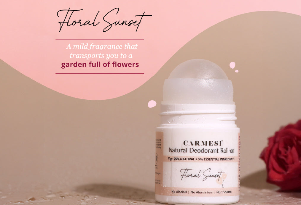 Carmesi Natural Deodorant Roll-on (Floral Sunset) + Carmesi Bikini Razor