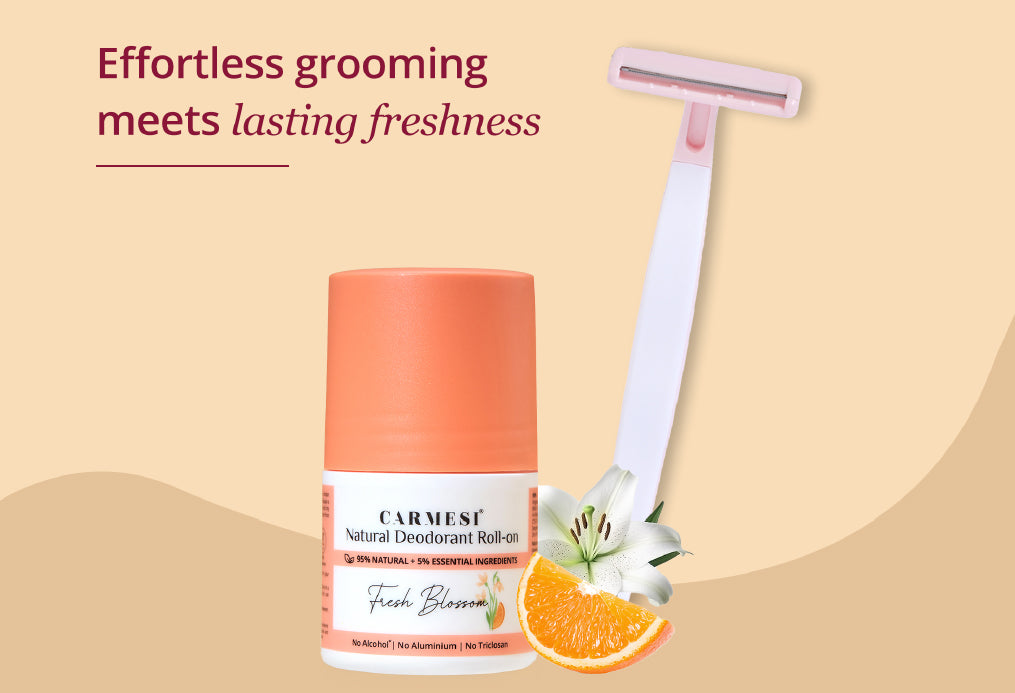 Carmesi Natural Deodorant Roll-on (Fresh Blossom) + Carmesi Bikini Razor