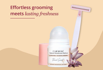 Carmesi Natural Deodorant Roll-on (Floral Sunset) + Carmesi Bikini Razor