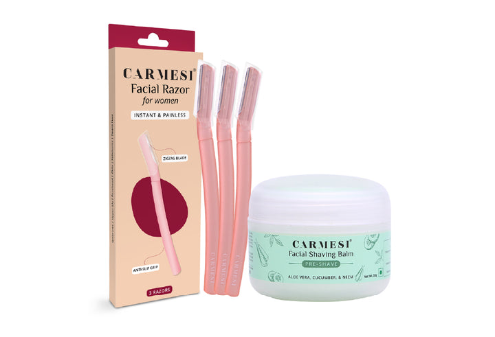 Carmesi Facial Razor (Pack of 3) &amp; Carmesi Facial Shaving Balm