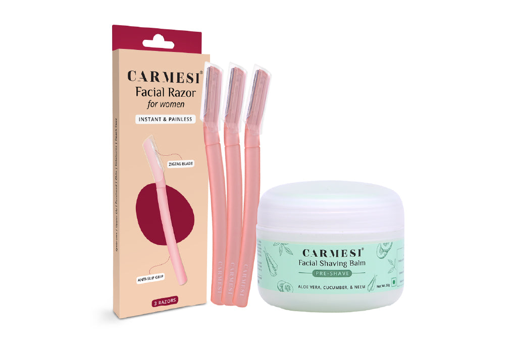 Carmesi Facial Razor (Pack of 3) & Carmesi Facial Shaving Balm