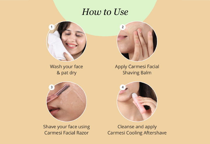 Carmesi Facial Razor (Pack of 3) &amp; Carmesi Facial Shaving Balm