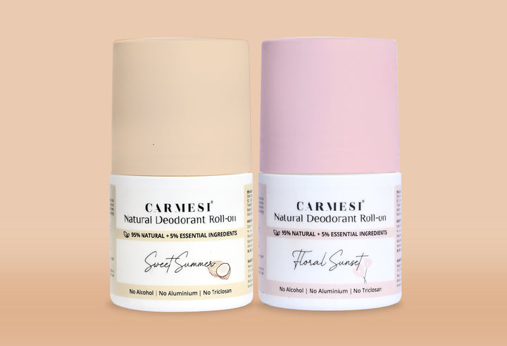 Carmesi Natural Underarm Roll On Deodorant Combo For Women - Floral Sunset &amp; Sweet Summer (2 x 50 ml)