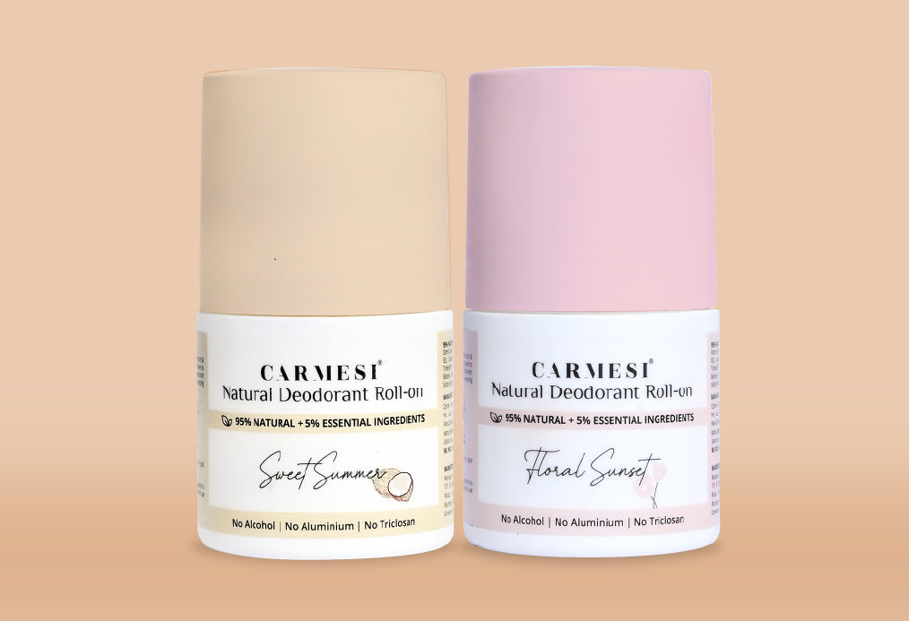 Carmesi Natural Underarm Roll On Deodorant Combo For Women - Floral Sunset & Sweet Summer (2 x 50 ml)