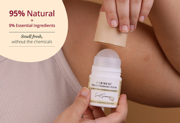 Carmesi Natural Underarm Roll On Deodorant Combo For Women - Floral Sunset &amp; Sweet Summer (2 x 50 ml)