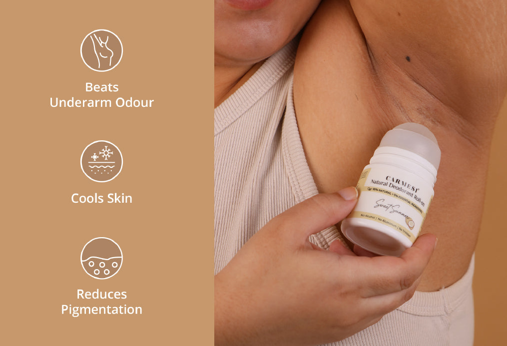 Carmesi Natural Underarm Roll On Deodorant Combo For Women - Floral Sunset & Sweet Summer (2 x 50 ml)