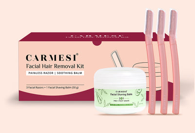 Carmesi Facial Shaving Kit - 3 Reusable Face Razors & 1 Pre + Post-Shave Facial Shaving Balm