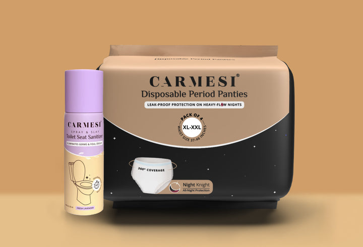 Carmesi Disposable Period Panties (Pack of 10) and Carmesi Toilet Seat Sanitizer XL-XXL