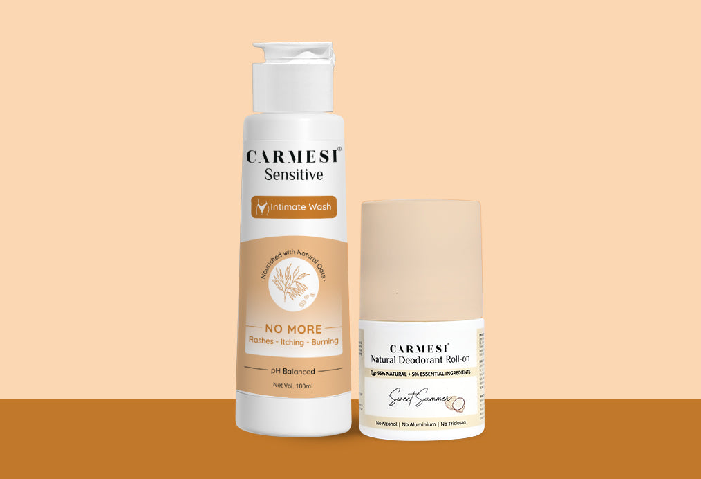 Carmesi Natural Deodorant Roll-on (Sweet Summer) + Carmesi Intimate Wash