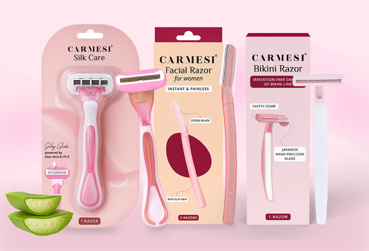 Carmesi Complete Grooming Essential Combo - Body Razor + Bikini Razor + Facial Razor