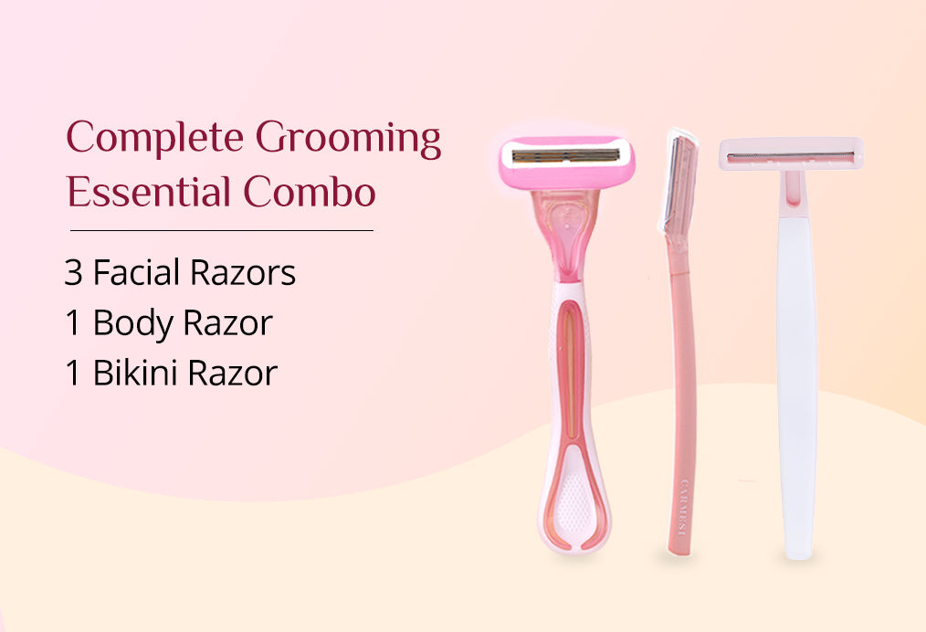 Carmesi Complete Grooming Essential Combo - Body Razor + Bikini Razor + Facial Razor