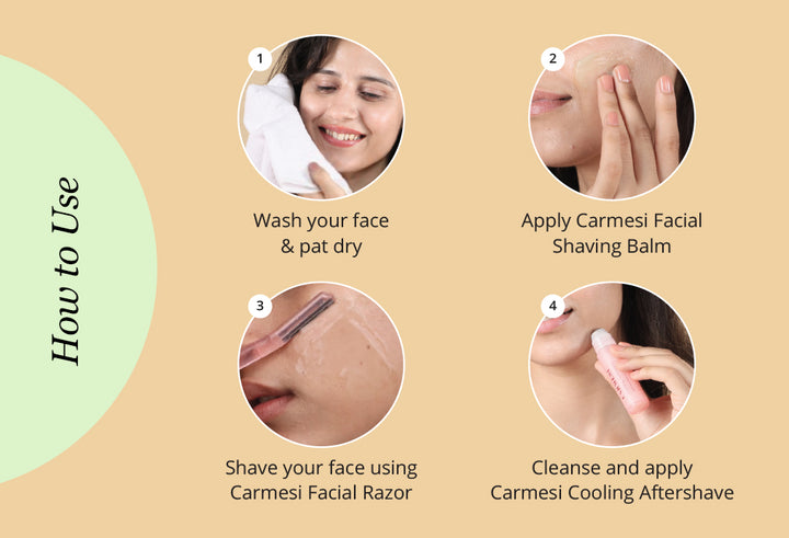 Carmesi Facial Shaving Balm slide on how the formula prevents razor bumps and irritation.